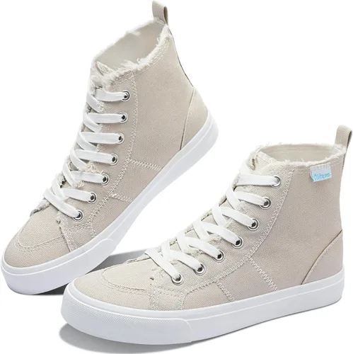 Vista 14 de Obtaom Zapatos de lona de alta calidad para mujer/hombre para jugar a media pantorrilla, zapatillas de deporte de moda casuales con cordones de alta