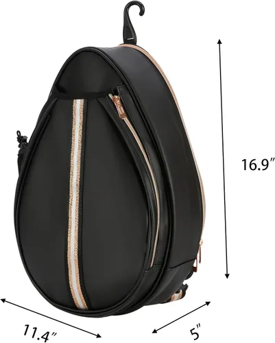 Vista 3 de Mochila de Tenis Cruzada de un Hombro de PU Blanco para Niñas, Bolsa de Tenis, Bolsa Bandolera para Raqueta de Tenis para Mujeres, con Portabotellas