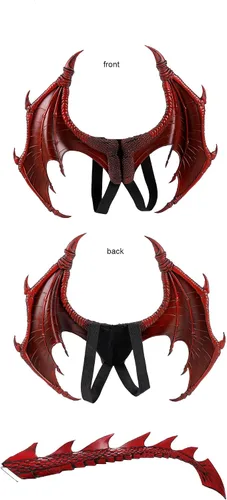 Vista 6 de Himine Alas de dragón Props Cosplay Wing con cola