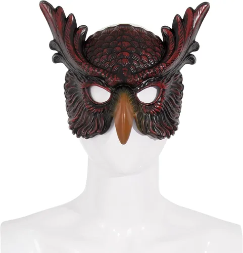 Vista 10 de whitefeather Máscara decorativa de búho, media cara, accesorio de disfraz de Halloween