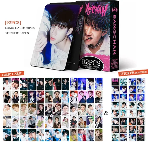 Vista 4 de KPOPBP Stray Kids Fotocards 60 PCS SKZ Rock Star Álbum Tarjetas de Fotos con 32 PCS Calcomanías Regalo Kpop Tarjetas Lomo Mercancía para Niños