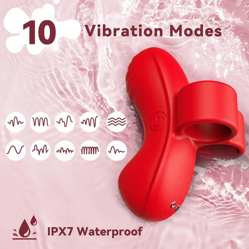 Vista 4 de Vibrador de dedo, mini vibrador, juguetes sexuales para mujeres, juguetes para adultos con 10 modos de vibración, vibradores sexuales femeninos