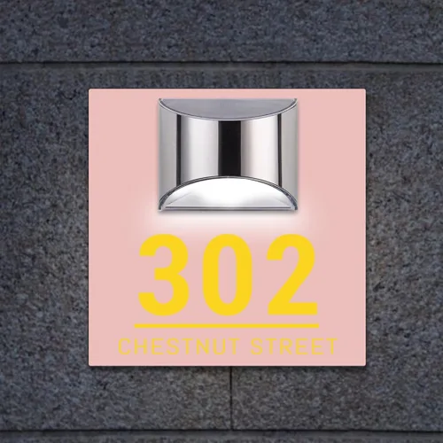 Vista 7 de Placa de puerta moderna solar personalizada, placa de dirección iluminada con placa LED personalizada, letrero acrílico iluminado LED, regalo