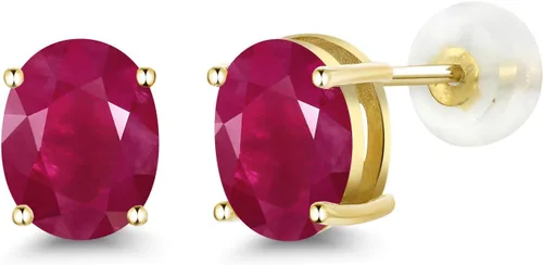 Vista 320 de Gem Stone King Aretes de oro de 14 quilates con piedra natal ovalada de 0.315 x 0.236 in Aretes de oro para mujer
