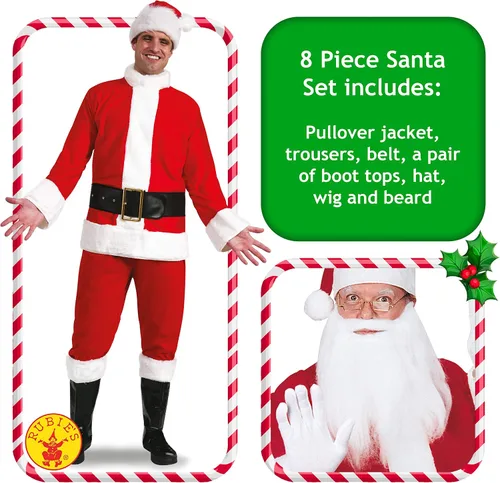 Vista 2 de Traje de Papa Noel con barba y peluca Rubies Costume
