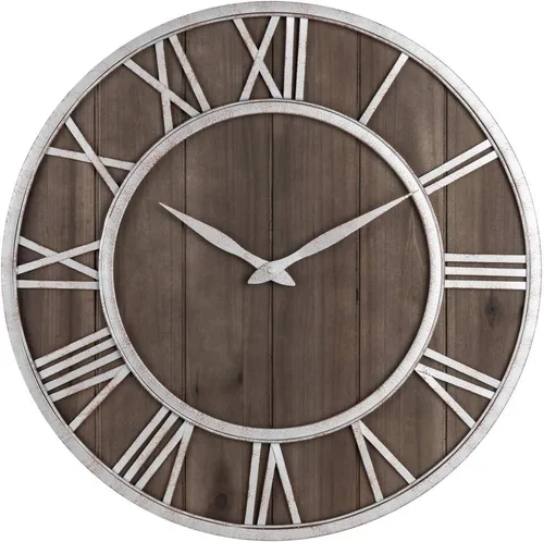 Vista 13 de Oldtown Farmhouse - Reloj de pared silencioso (de metal y madera maciza)