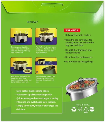 Vista 7 de ECOOPTS Bolsas de cocina desechables para olla de cocción lenta, forros para ollas de gran tamaño para ollas de 4 a 8.5 cuartos de galón, adecuadas