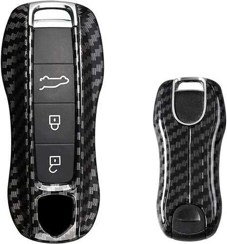 Vista 24 de x xotic tech Funda Protectora de Carcasa de Llavero Inteligente Estilo Fibra de Carbono Compatible con Porsche Boxster Cayenne Panamera Cayman Macan