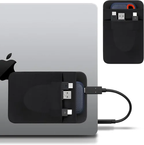 Vista 9 de Lacdo Funda portátil para disco duro externo, funda adhesiva de 2 bolsillos para portátil, compatible con discos duros externos de 2.5" Seagate, WD