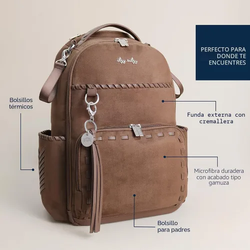 Vista 4 de Itzy Ritzy Boss Plus Mochila grande para pañales con 19 bolsillos (Aspen)