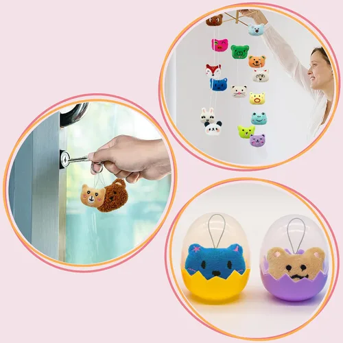 Vista 5 de XIPEGPA Juego de 46 juguetes de peluche de animales pequeños, llavero de juguete de peluche para recuerdos de fiesta, llavero adorno para bolsa