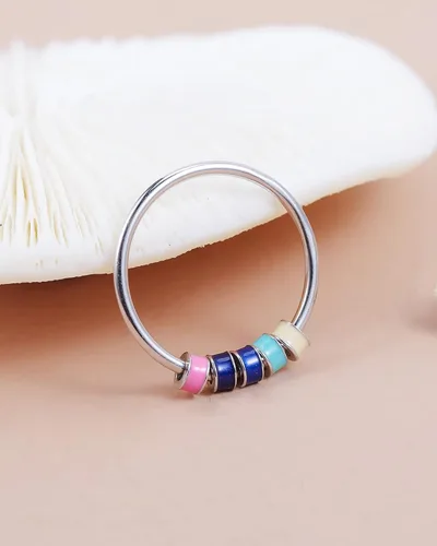 Vista 6 de LOVECOM Anillo giratorio de plata de ley 925 con cuentas esmaltadas coloridas para mujer, anillo giratorio antiansiedad, giratorio, apilable Estilo 1