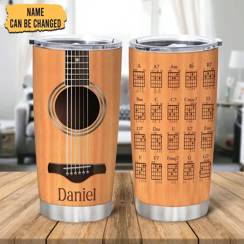 Vista 2 de Hyturtle Vaso de guitarra para papá con tapa, taza de café de acero inoxidable de 20 onzas, regalo de música para guitarrista, Día del Padre, taza