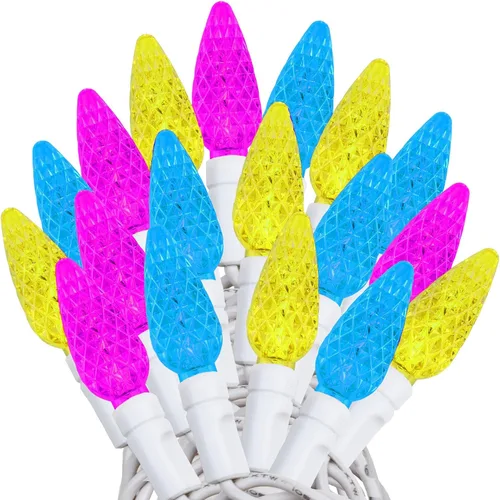 Vista 11 de Novelty Lights - Mini juego de 70 luces C6 LED de Navidad, serie de luces de grado comercial para exteriores, cable verde, 24 pies
