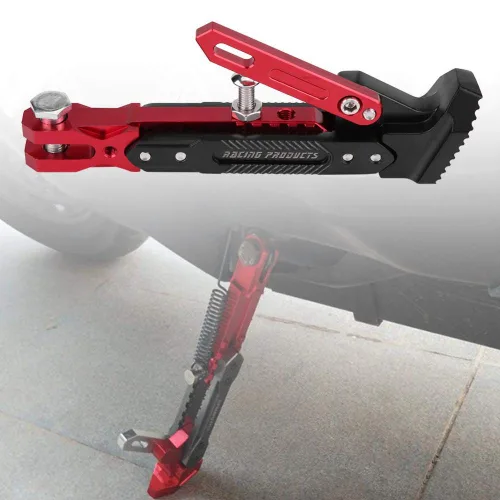Vista 2 de KIMISS Soporte lateral de pie ajustable para NMAX, para NMAX 155 2015-2016 y NMAX 125, soporte de estacionamiento rojo