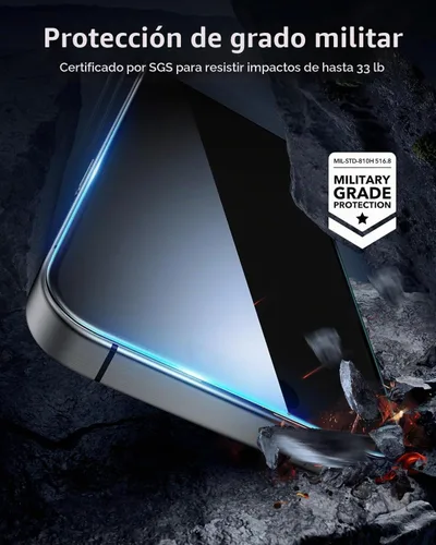 Vista 6 de Paquete de 3 protectores de pantalla de privacidad para iPhone 16 Pro + 2 fundas para lentes