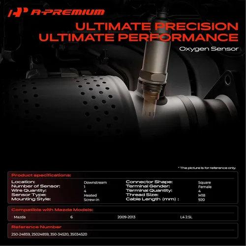 Vista 2 de A-Premium Sensor de oxígeno O2 compatible con Mazda 6 2009 2010 2011 2012 2013, L4 2.5L, aguas abajo