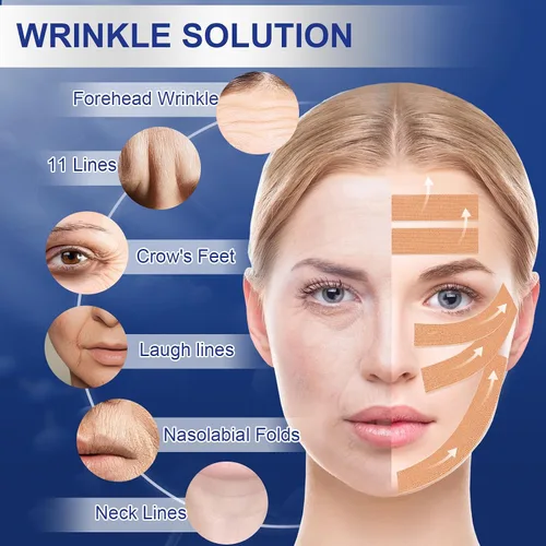 Vista 2 de Cinta de estiramiento facial antiarrugas Cinta adhesiva para arrugas Cinta de elevación miofascial facial para la piel Cinta antiarrugas