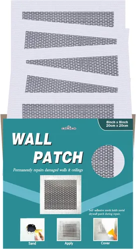 Vista 10 de Parche para paneles de yeso, 2 x 2 pulgadas, 2 piezas, kit de reparación de parches de pared, (2x2-2P)