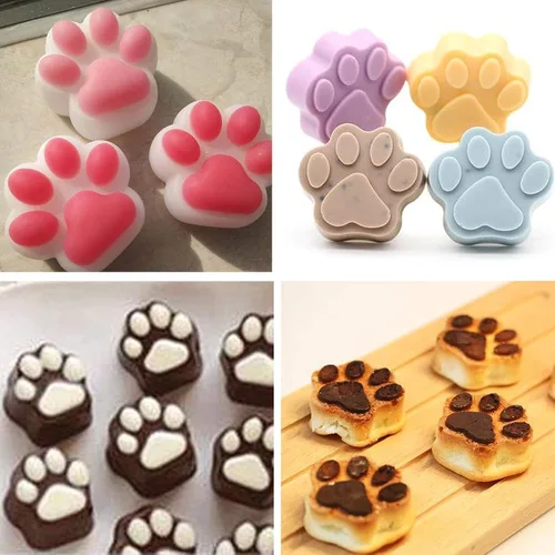 Vista 3 de Molde de silicona en forma de pata de perro para cachorros, gatos, 2 unidades, 6 cavidades, molde de silicona para chocolate, bandeja para cubitos