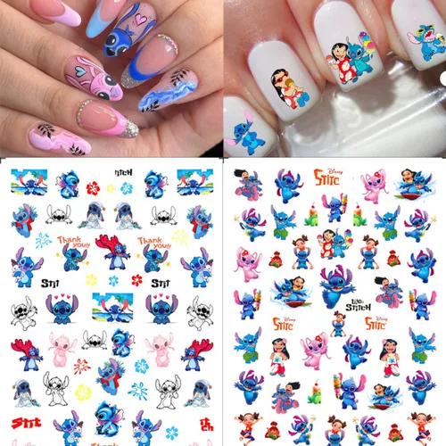 Vista 2 de 6 hojas de calcomanías de arte de uñas, calcomanías 3D autoadhesivas Kawaii, calcomanías de uñas para suministros de arte de uñas, calcomanías