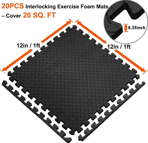 Vista 6 de Walsai Alfombrillas de Ejercicio Alfombrillas de Espuma tipo Rompecabezas Cubierta de Alfombrilla para Suelo de Gimnasio 20 PIES CUADRADOS