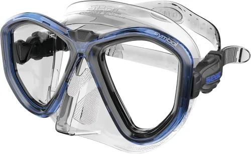 Vista 24 de Seac Símbolo, máscara de buceo hecha en Italia con dos lentes y hebilla 3D