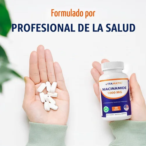 Vista 4 de Vitamatic Niacinamida 1000 mg 90 comprimidos - Vitamina B3 sin rubor - Apoya la producción de energía