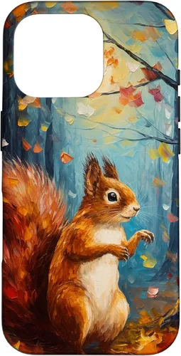 Vista 20 de Starry Night Squirrel Autumn Falling Leaves Van Gogh Style Case for iPhone 16