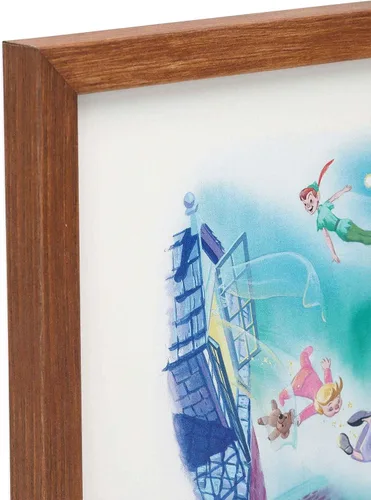 Vista 4 de Disney Peter Pan - Decoración de pared de madera enmarcada con libro dorado – Ilustración de libro de cuentos, arte de pared de Peter Pan