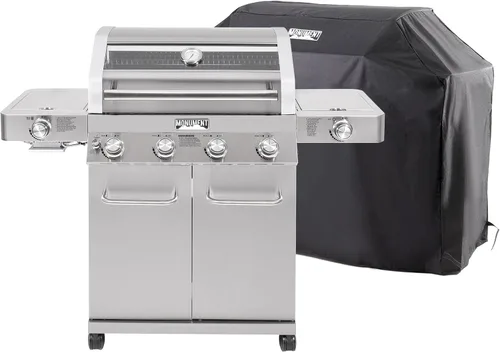 Vista 14 de Monument Grills Parrillas de gas propano de 4 quemadores más grandes de acero inoxidable con kit de asador (2 artículos)