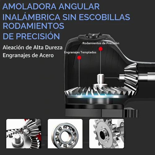 Vista 4 de Kit de amoladora angular de cepillo inalámbrico, mini herramienta de molienda angular eléctrica de 13000 RPM con 2 baterías de 16.8 V 2000 mAh y 15