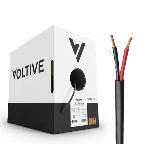 Vista 24 de Voltive Cable de altavoz 12/2, Plenum CL3P, blanco, 500 pies - 12 AWG, 2 conductores, cobre trenzado sin oxígeno, listado UL - V-1214-2