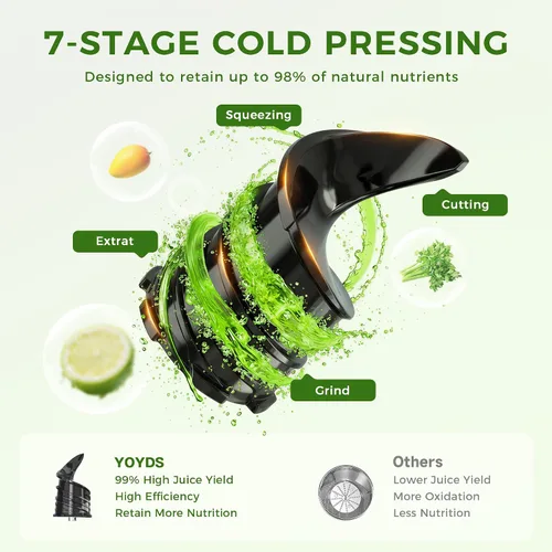 Vista 4 de Cold Press Juicer, 5.5inch Wide Feed Chute Slow Juicer Machine, Masticating Juicer for Whole Vegetables & Fruits, Black