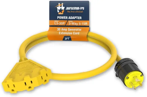 Vista 9 de Journeyman Pro - Adaptador de cable de alimentación para generador L5-30 o TT-30P a triple 5-15R, divisor de 30 A a 15A/110 V Cables