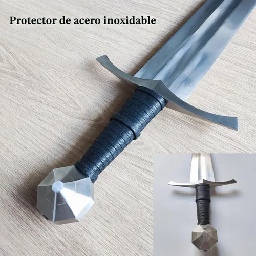 Vista 5 de Medieval Full Tang Spring Steel Knight Arming Sword with Scabbard for Outdoor Use, Practice, Collection