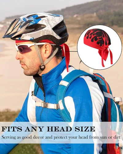 Vista 6 de Foaincore Paquete de 8 gorras de calavera Do Rag para hombres, absorben el sudor, Doo Rags, forro de casco de refrigeración para ciclismo