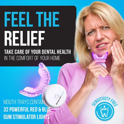 Vista 3 de Luz de encías, 32 luces LED rojas y azules que también ayudan con el blanqueamiento dental en casa, acelerador de blanqueamiento dental