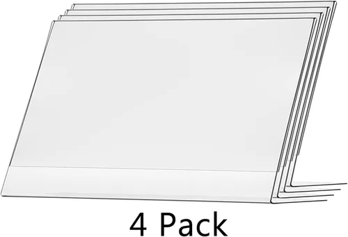 Vista 2 de Marketing Holders 4 Pack 17 "x 11" Mesa Horizontal Carpa Carpa Soporte de Letrero de Acrílico Claro Aviso Tienda de Documentos Marco de Señalización