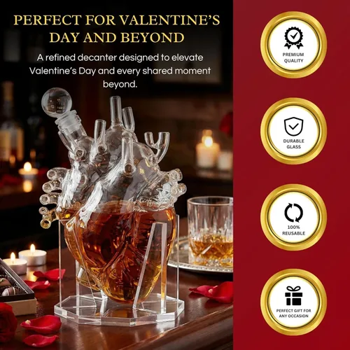 Vista 8 de Heart Decanter - Juego de decantador de whisky y vino, aireador de órganos, con texto en inglés «That Someone You Love», regalo para médicos