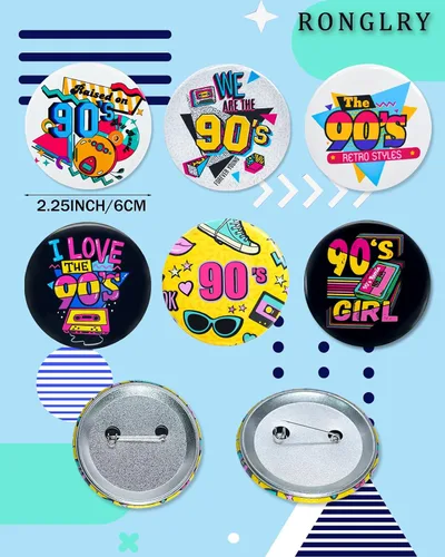 Vista 7 de Ronglry Accesorios de los años 80 y 90 para mujeres y hombres, pin de los 80 a granel para bolsos, sombreros, ropa, trajes de los años 80, disfraces