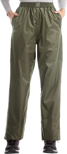 Vista 16 de iCreek Pantalones de lluvia para mujer, impermeables, transpirables Verde militar