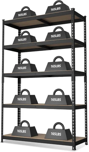 Vista 15 de WORKPRO Estantería negra de 5 niveles con tabla, 24.1 pulgadas de ancho x Negro