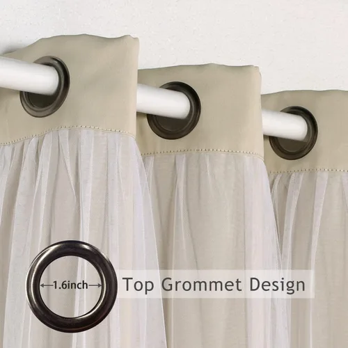 Vista 6 de BONZER Cortinas opacas con superposición transparente, mezcla y combina paneles de ventana de doble capa con aislamiento térmico para sala de estar