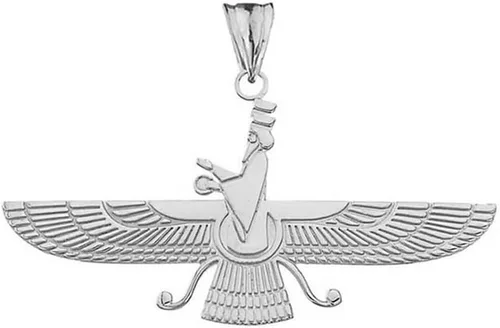 Vista 2 de Claddagh Gold Collar con colgante Faravahar de plata de ley delicada