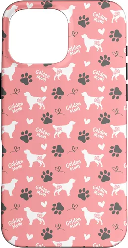 Vista 19 de Golden Retriever - Carcasa para iPhone 17, diseño de mamá y perro, diseño floral, color rosa
