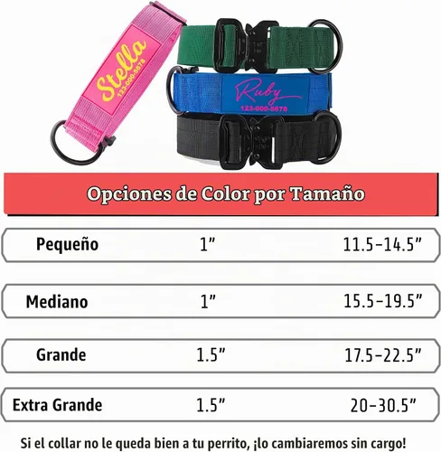 Vista 7 de Collar de Perro Personalizado Premium - Collar de Perro Táctico de Servicio Pesado con Nombre y Número de Teléfono, Collares de Perro para Perros