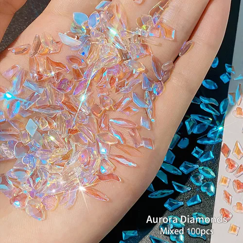 Vista 12 de Diamantes de imitación para uñas, 300 piezas de cristales AB, gemas de múltiples formas, diamantes de imitación de parte trasera plana, para arte