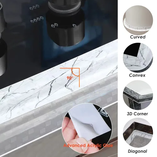 Vista 6 de Cinta de Calafateo para Cocina y Baño, 1.5 Pulgadas 10.5 Pies PVC Autoadhesiva Impermeable Cinta de Sellado de Calafateo, Ribete Sellador Decorativo
