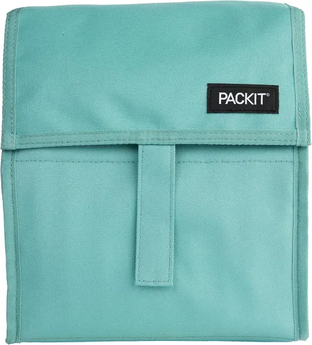 Vista 21 de PackIt® Bolsa de almuerzo congelable, almendra, fabricada con tecnología ECOFREEZE®, plegable, reutilizable, cierre de cremallera y pliegue con asa